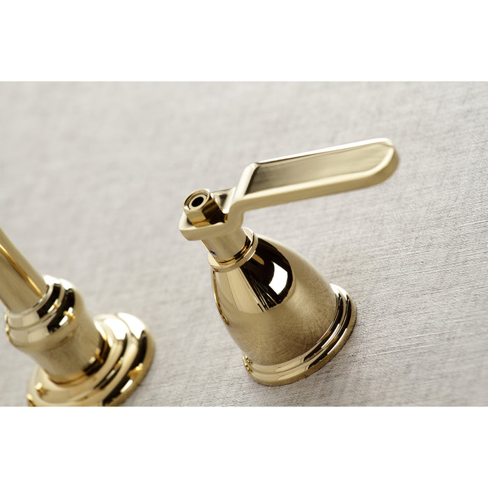 Whitaker KS3122KL Two-Handle 3-Hole Wall Mount Bathroom Faucet, Polished Brass