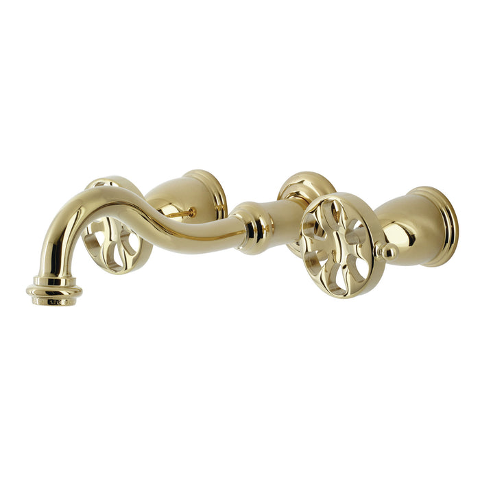 Belknap KS3122RX Two-Handle 3-Hole Wall Mount Bathroom Faucet, Polished Brass