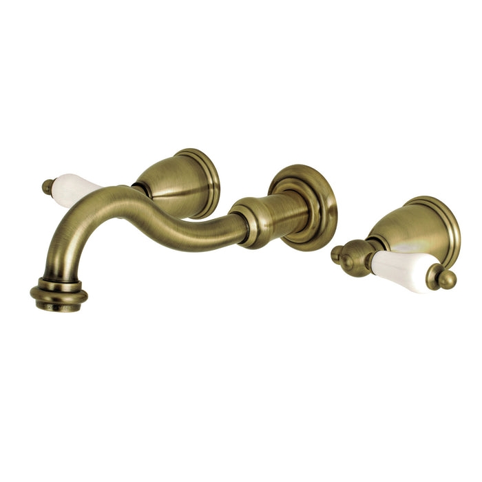 Vintage KS3123PL Two-Handle 3-Hole Wall Mount Bathroom Faucet, Antique Brass