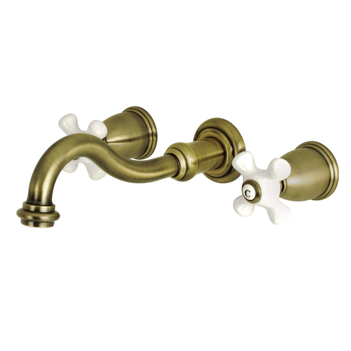 Vintage KS3123PX Two-Handle 3-Hole Wall Mount Bathroom Faucet, Antique Brass