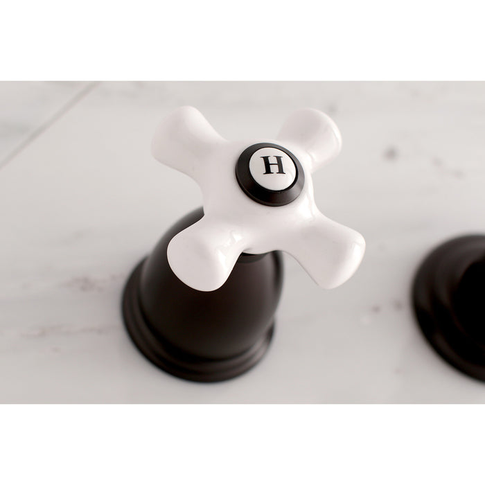 Kingston Heirloom KS3125PX - Vintage Double-Handle 3-Hole Wall Mount Bathroom Faucet, Oil Rubbed Bronze