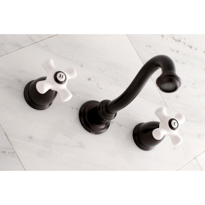 Kingston Heirloom KS3125PX - Vintage Double-Handle 3-Hole Wall Mount Bathroom Faucet, Oil Rubbed Bronze