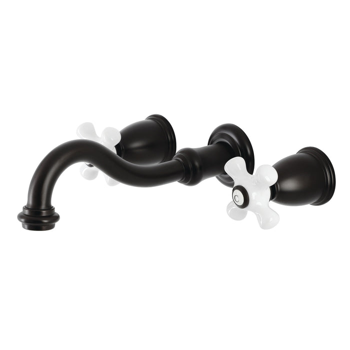 Kingston Heirloom KS3125PX - Vintage Double-Handle 3-Hole Wall Mount Bathroom Faucet, Oil Rubbed Bronze