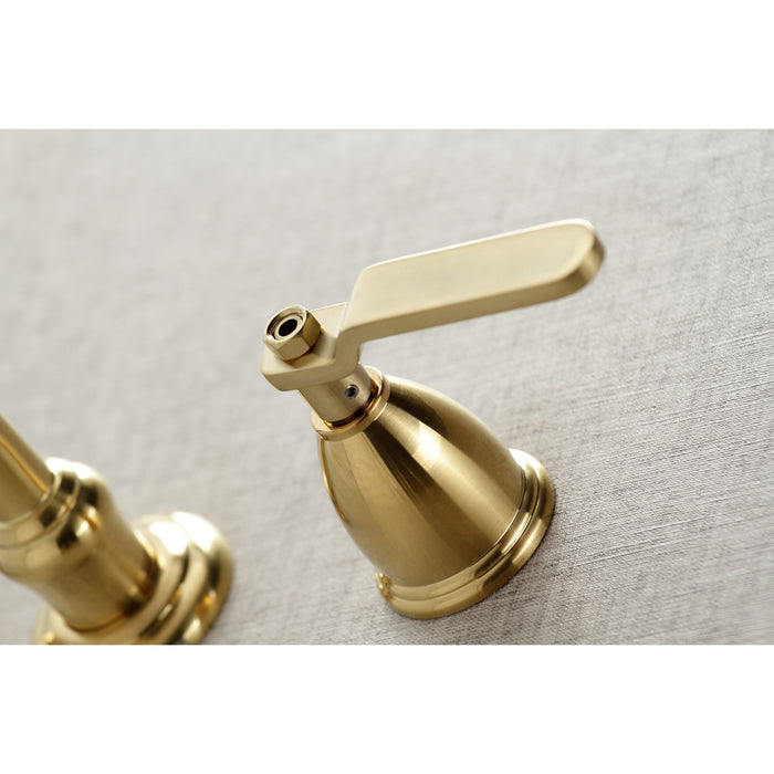 Whitaker KS3127KL Two-Handle 3-Hole Wall Mount Bathroom Faucet, Brushed Brass