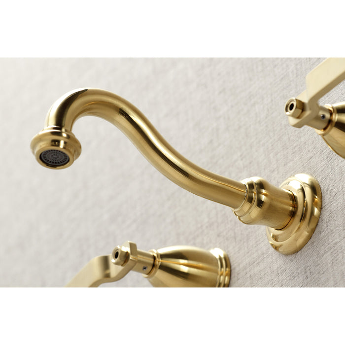 Whitaker KS3127KL Two-Handle 3-Hole Wall Mount Bathroom Faucet, Brushed Brass