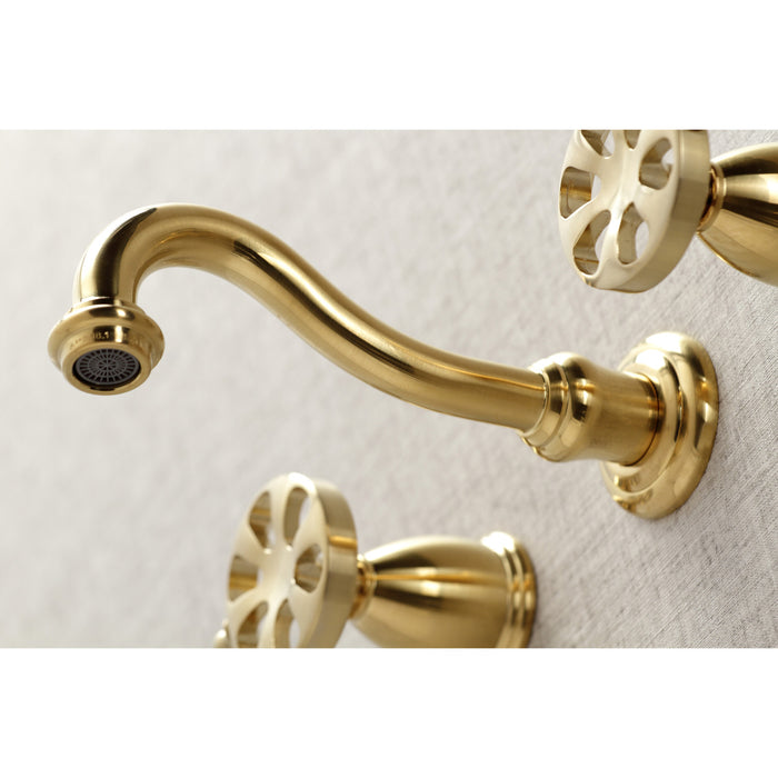 Belknap KS3127RX Two-Handle 3-Hole Wall Mount Bathroom Faucet, Brushed Brass