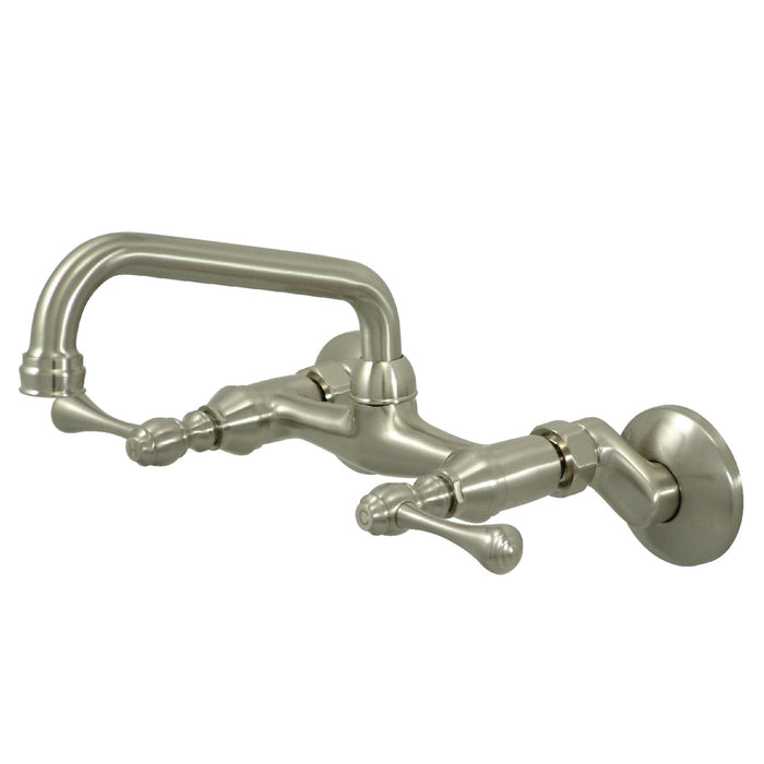 Kingston KS313SN Two-Handle 2-Hole Wall Mount Kitchen Faucet, Brushed Nickel