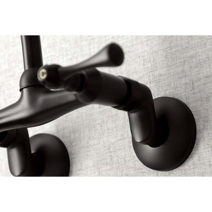 Kingston KS314ORB Two-Handle 2-Hole Wall Mount Kitchen Faucet, Oil Rubbed Bronze