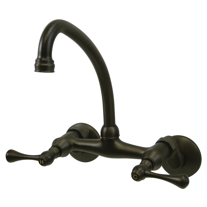 Kingston KS314ORB Two-Handle 2-Hole Wall Mount Kitchen Faucet, Oil Rubbed Bronze