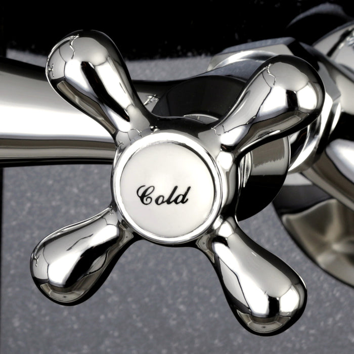 Kingston Heirloom KS3221AX - Vintage Two-Handle 2-Hole Wall Mount Bridge Kitchen Faucet, Polished Chrome