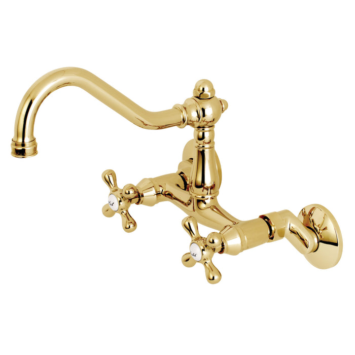 Vintage KS3222AX Two-Handle 2-Hole Wall Mount Kitchen Faucet, Polished Brass