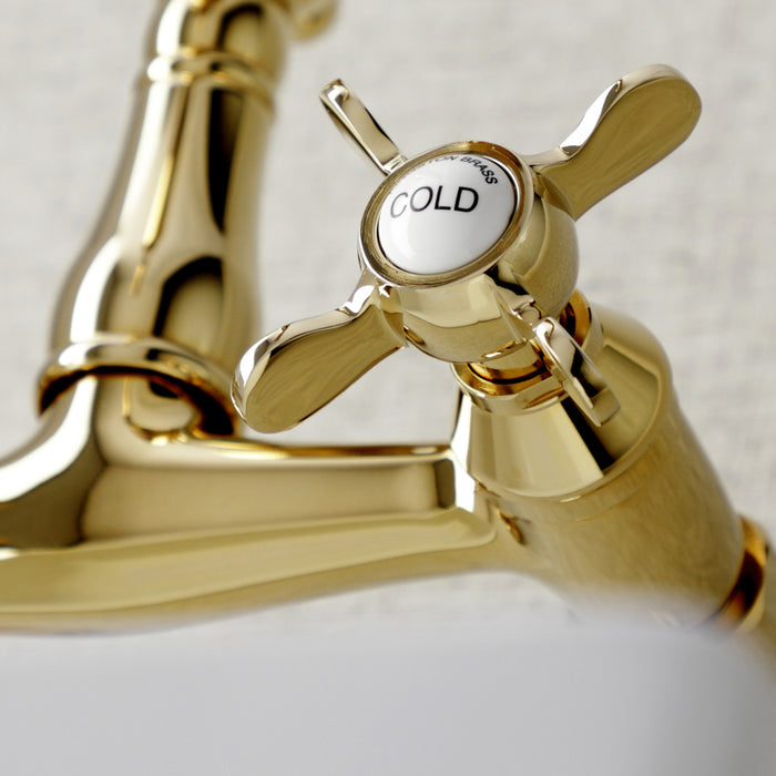Essex KS3222BEX Two-Handle 2-Hole Wall Mount Kitchen Faucet, Polished Brass