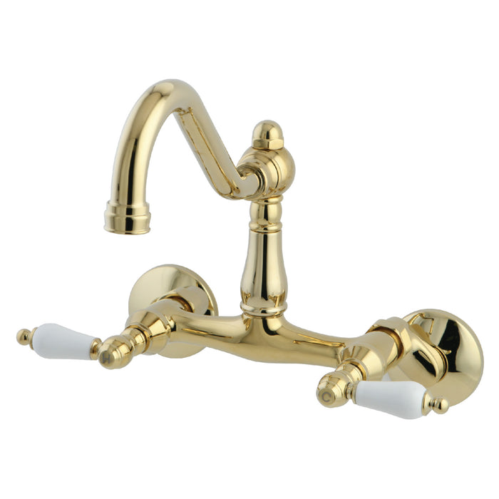 Vintage KS3222PL Two-Handle 2-Hole Wall Mount Kitchen Faucet, Polished Brass