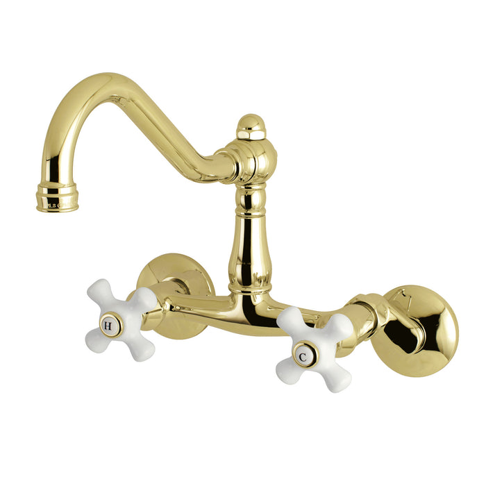 Vintage KS3222PX Two-Handle 2-Hole Wall Mount Kitchen Faucet, Polished Brass