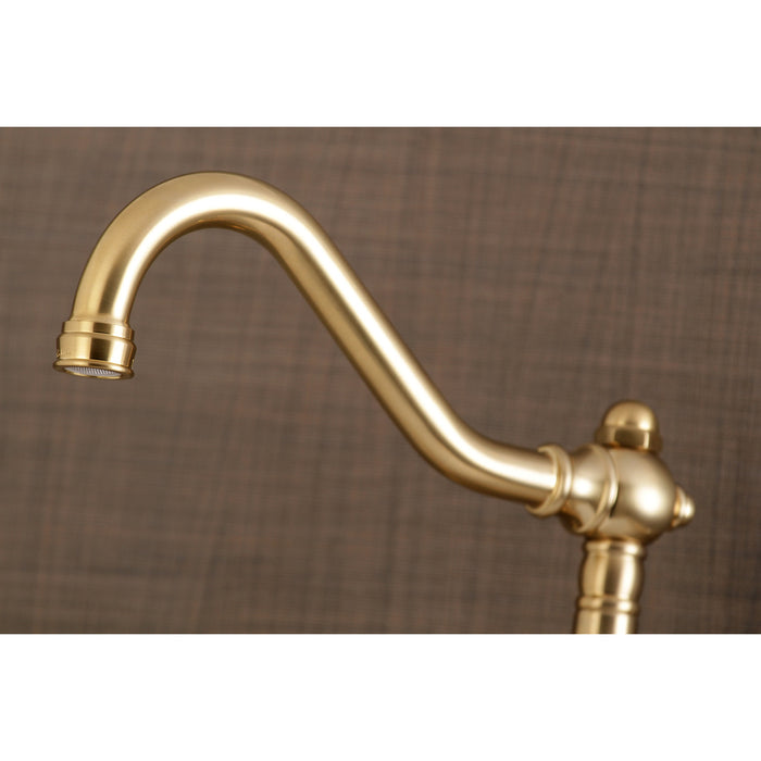 Essex KS3227BEX Two-Handle 2-Hole Wall Mount Kitchen Faucet, Brushed Brass