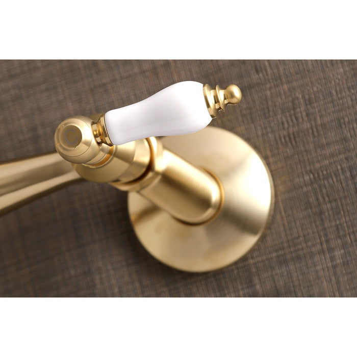 Vintage KS3227PL Two-Handle 2-Hole Wall Mount Kitchen Faucet, Brushed Brass