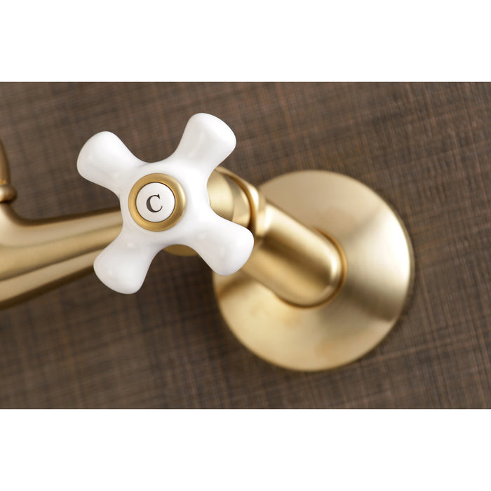 Vintage KS3227PX Two-Handle 2-Hole Wall Mount Kitchen Faucet, Brushed Brass