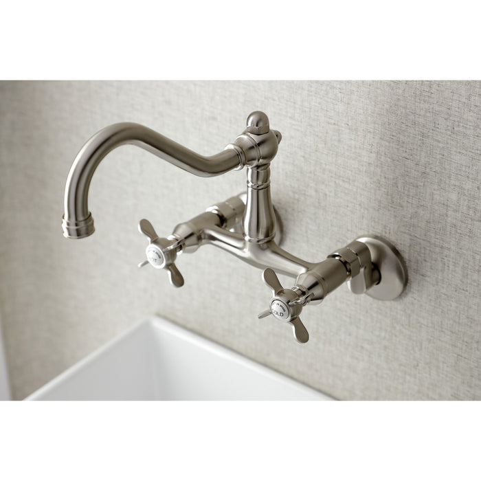Essex KS3228BEX Two-Handle 2-Hole Wall Mount Kitchen Faucet, Brushed Nickel