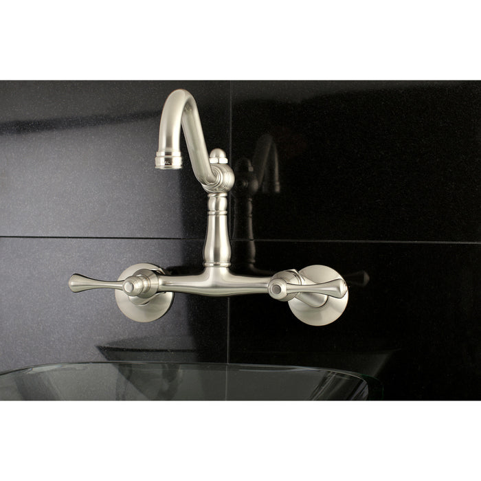 Vintage KS3228BL Two-Handle 2-Hole Wall Mount Kitchen Faucet, Brushed Nickel