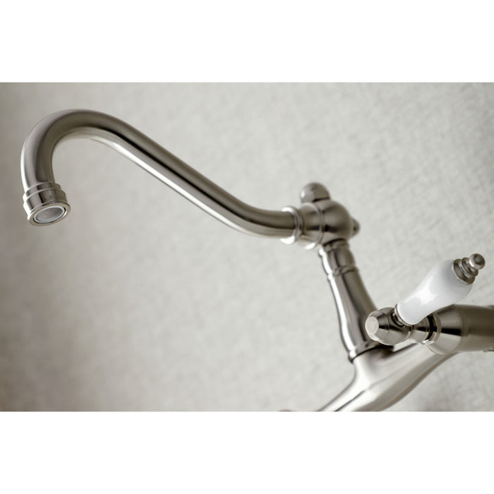 Vintage KS3228PL Two-Handle 2-Hole Wall Mount Kitchen Faucet, Brushed Nickel
