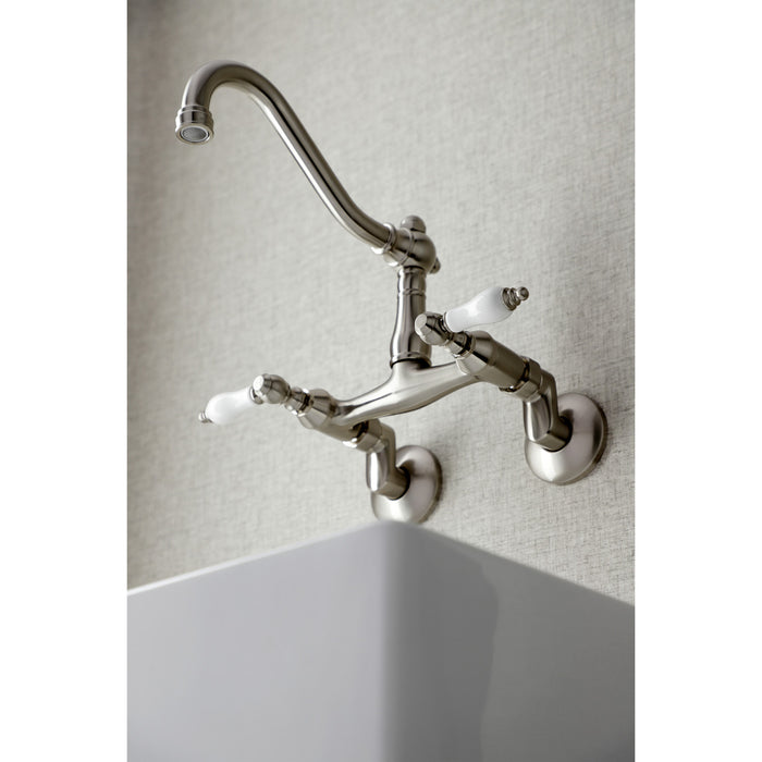 Vintage KS3228PL Two-Handle 2-Hole Wall Mount Kitchen Faucet, Brushed Nickel