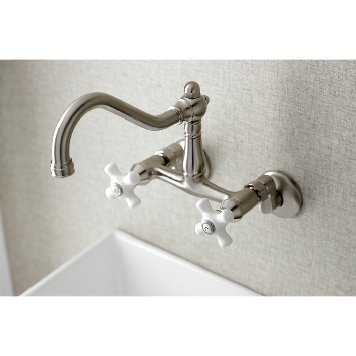 Vintage KS3228PX Two-Handle 2-Hole Wall Mount Kitchen Faucet, Brushed Nickel