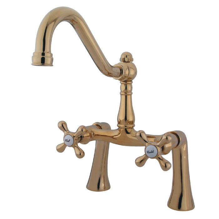 Restoration KS3232AX Two-Handle 2-Hole Deck Mount Clawfoot Tub Faucet, Polished Brass