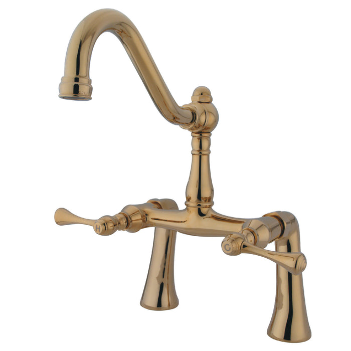 Restoration KS3232BL Two-Handle 2-Hole Deck Mount Clawfoot Tub Faucet, Polished Brass