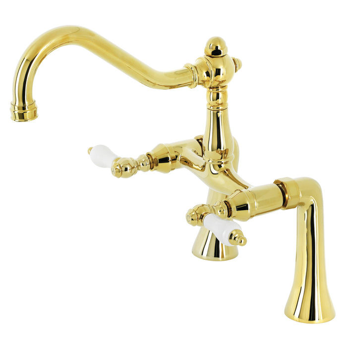 Restoration KS3232PL Two-Handle 2-Hole Deck Mount Clawfoot Tub Faucet, Polished Brass