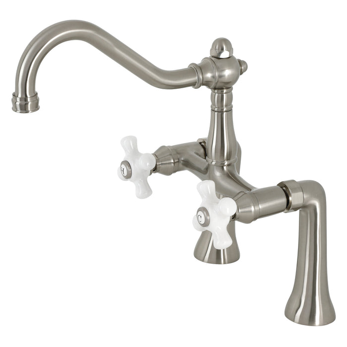 Restoration KS3238PX Two-Handle 2-Hole Deck Mount Clawfoot Tub Faucet, Brushed Nickel