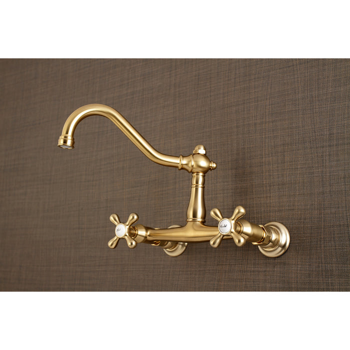 Vintage KS3247AX Two-Handle 2-Hole Wall Mount Bathroom Faucet, Brushed Brass