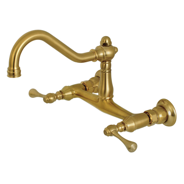 Vintage KS3247BL Two-Handle 2-Hole Wall Mount Bathroom Faucet, Brushed Brass