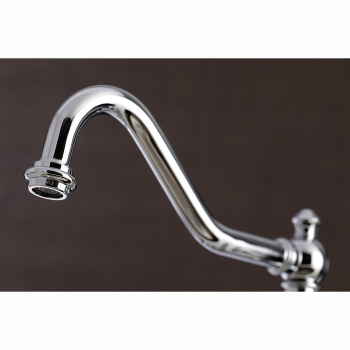 Restoration KS3271AXBS Two-Handle 4-Hole Deck Mount Bridge Kitchen Faucet with Side Sprayer, Polished Chrome