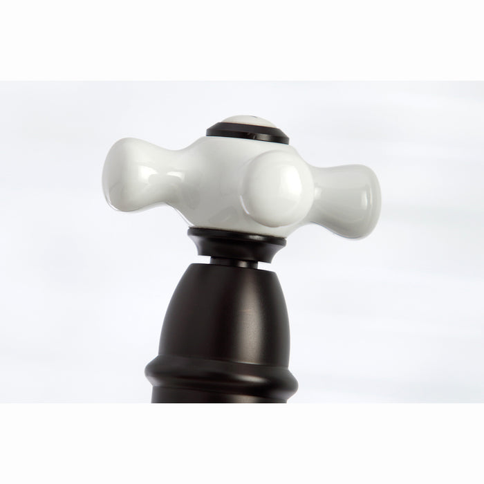 Kingston Heirloom KS3275PXBS - Restoration Two-Handle 4-Hole Deck Mount Bridge Kitchen Faucet with Brass Sprayer, Oil Rubbed Bronze