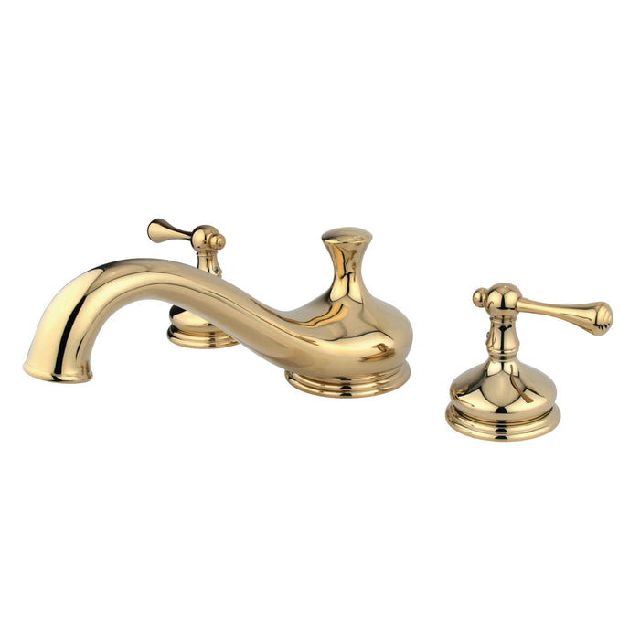 Kingston Heirloom KS3332BL - Vintage Two-Handle 3-Hole Deck Mount Roman Tub Faucet, Polished Brass
