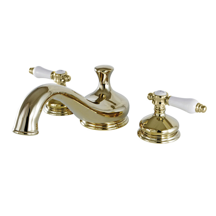 Kingston Heirloom KS3332BPL - Bel-Air Two-Handle 3-Hole Deck Mount Roman Tub Faucet, Polished Brass