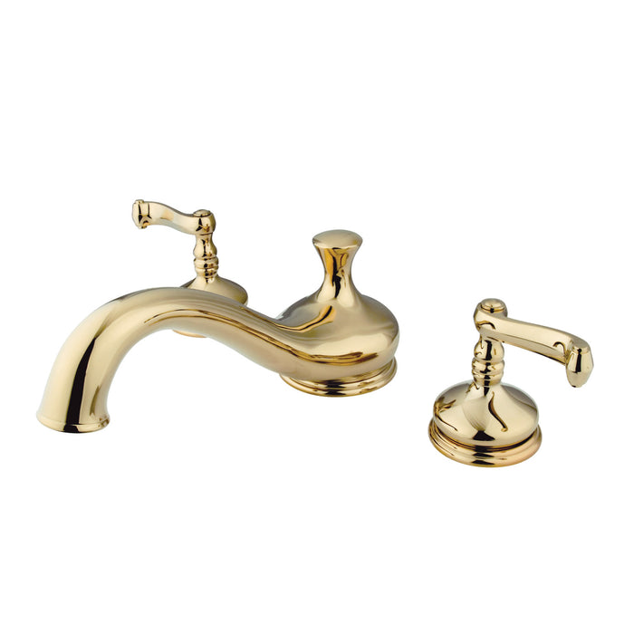 Kingston Tulare KS3332FL - Royale Two-Handle 3-Hole Deck Mount Roman Tub Faucet, Polished Brass