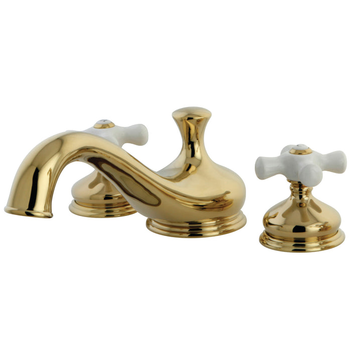 Kingston Heirloom KS3332PX - Heritage Two-Handle 3-Hole Deck Mount Roman Tub Faucet, Polished Brass