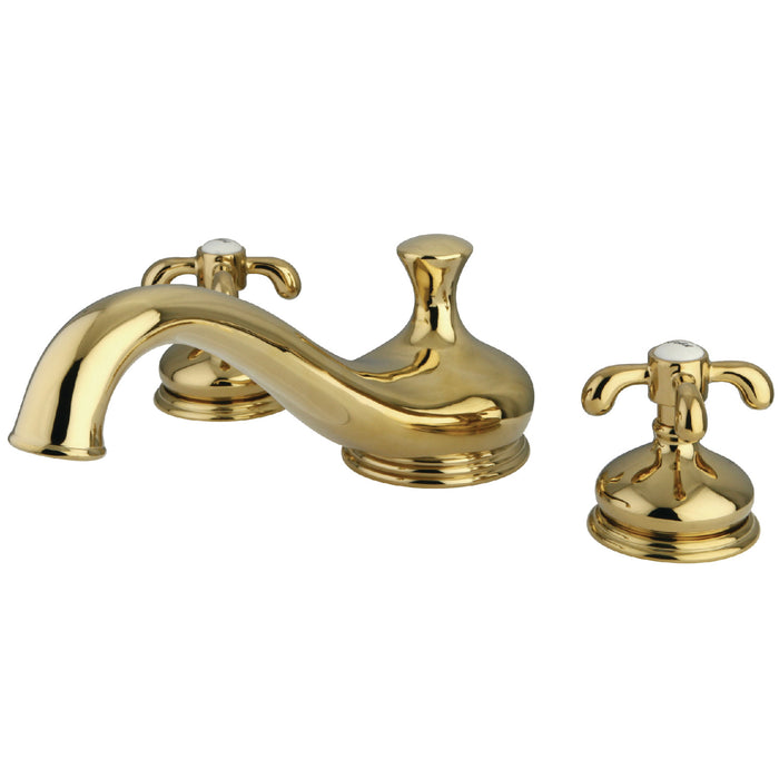 Kingston Heirloom KS3332TX - French Country Two-Handle 3-Hole Deck Mount Roman Tub Faucet, Polished Brass