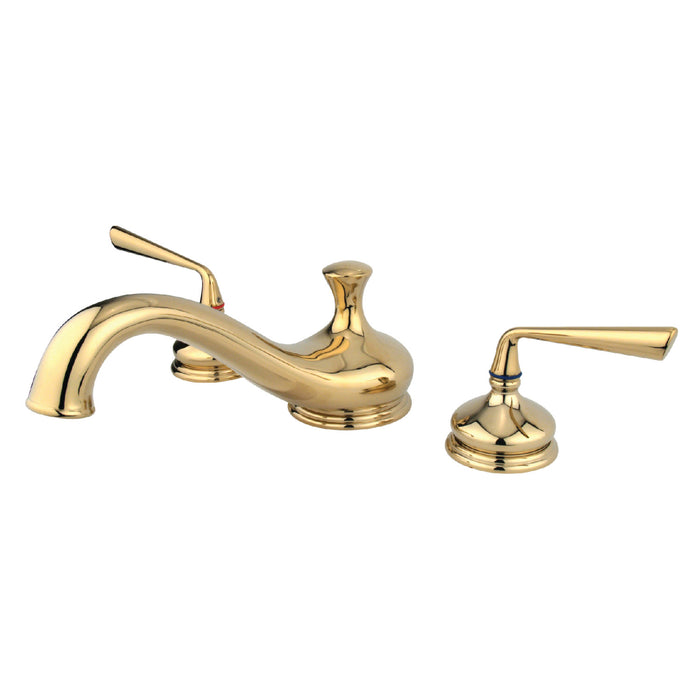 Kingston Tulare KS3332ZL - Silver Sage Two-Handle 3-Hole Deck Mount Roman Tub Faucet, Polished Brass