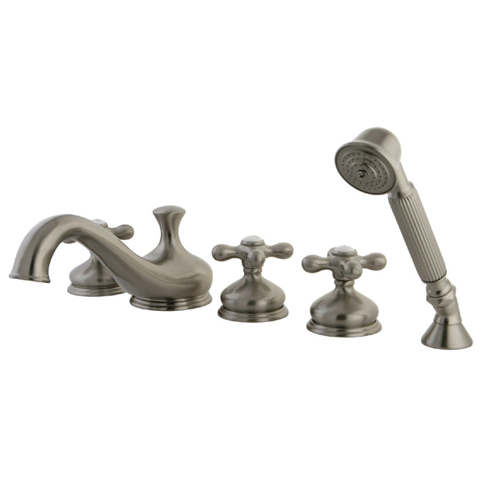 Milano KS33385AX Three-Handle 5-Hole Deck Mount Roman Tub Faucet with Hand Shower, Brushed Nickel