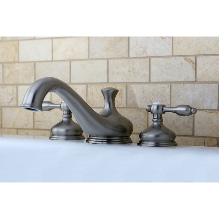Kingston Heirloom KS3338TAL - Tudor Two-Handle 3-Hole Deck Mount Roman Tub Faucet, Brushed Nickel