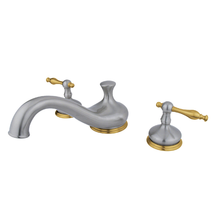 Kingston Heirloom KS3339NL - Heritage Two-Handle 3-Hole Deck Mount Roman Tub Faucet, Brushed Nickel/Polished Brass