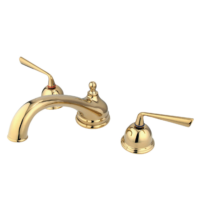Kingston Tulare KS3352ZL - Silver Sage Two-Handle 3-Hole Deck Mount Roman Tub Faucet, Polished Brass