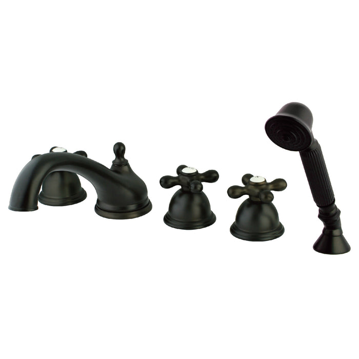 Magellan KS33555AX Three-Handle 5-Hole Deck Mount Roman Tub Faucet with Hand Shower, Oil Rubbed Bronze