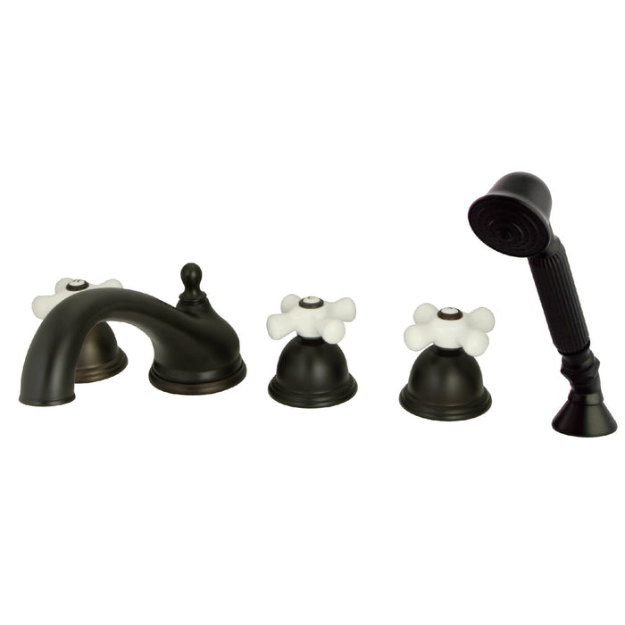 Milano KS33555PX Three-Handle 5-Hole Deck Mount Roman Tub Faucet with Hand Shower, Oil Rubbed Bronze