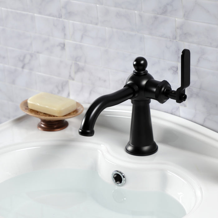 Knight KS3540KL Single-Handle 1-Hole Deck Mount Bathroom Faucet with Push Pop-Up, Matte Black