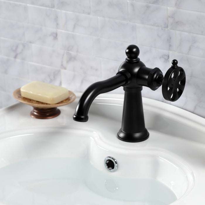 Belknap KS3540RX Single-Handle 1-Hole Deck Mount Bathroom Faucet with Push Pop-Up, Matte Black