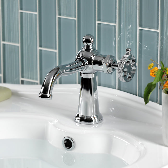 Webb KS3541RKX Single-Handle 1-Hole Deck Mount Bathroom Faucet with Knurled Handle and Push Pop-Up Drain, Polished Chrome