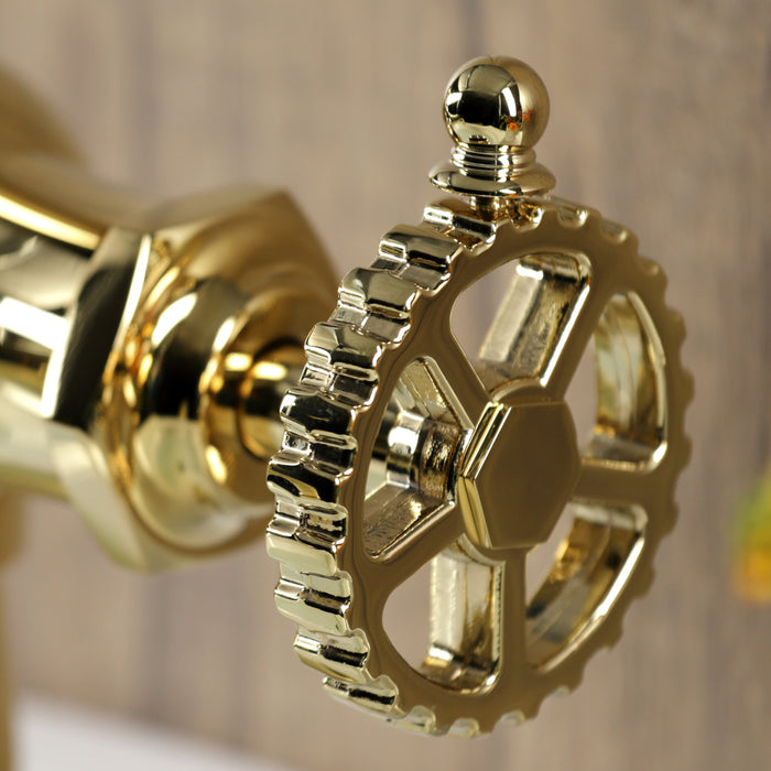 Kingston Tulare KS3542CG - Fuller One-Handle 1-Hole Bathroom Faucet with Push Pop-Up Drain, Polished Brass